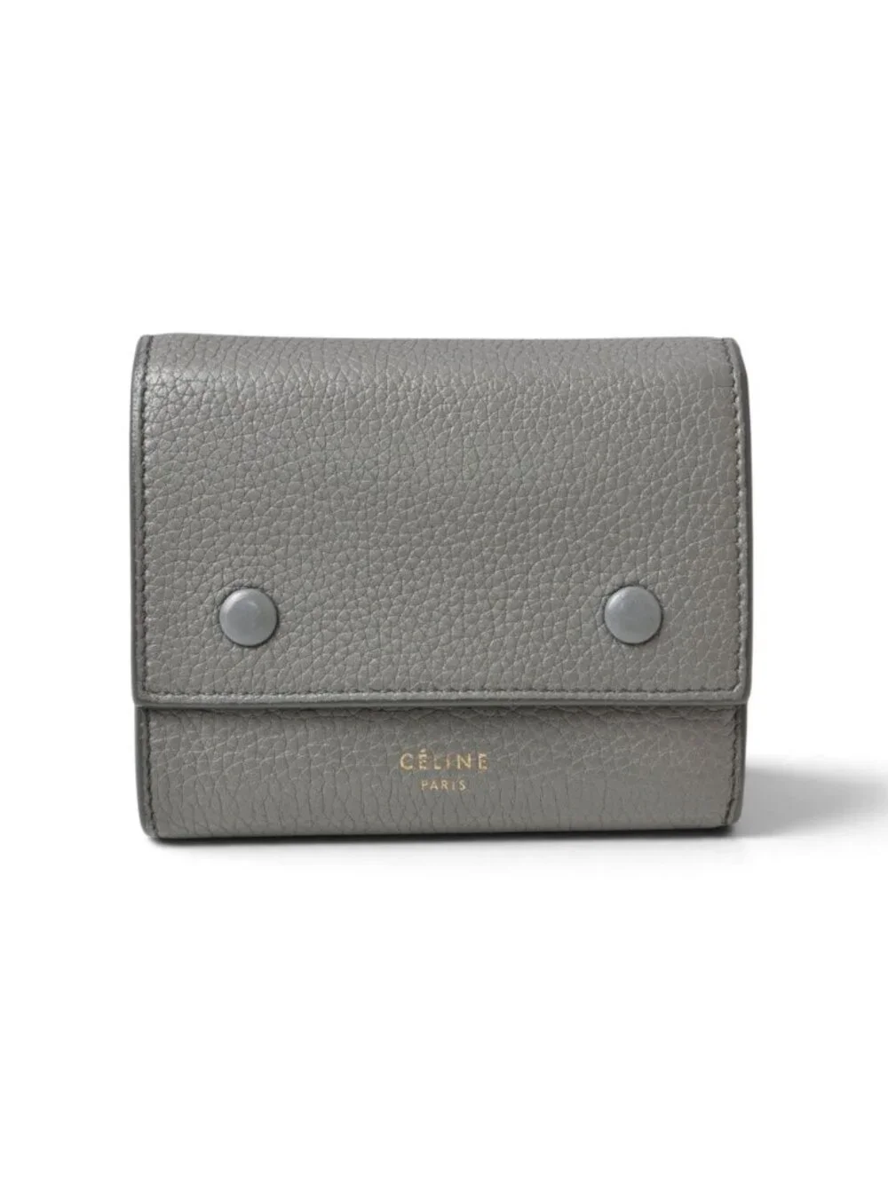 Celine Wallet Mini Small Folded Multi Function Trifold Gray Light Blue Leather